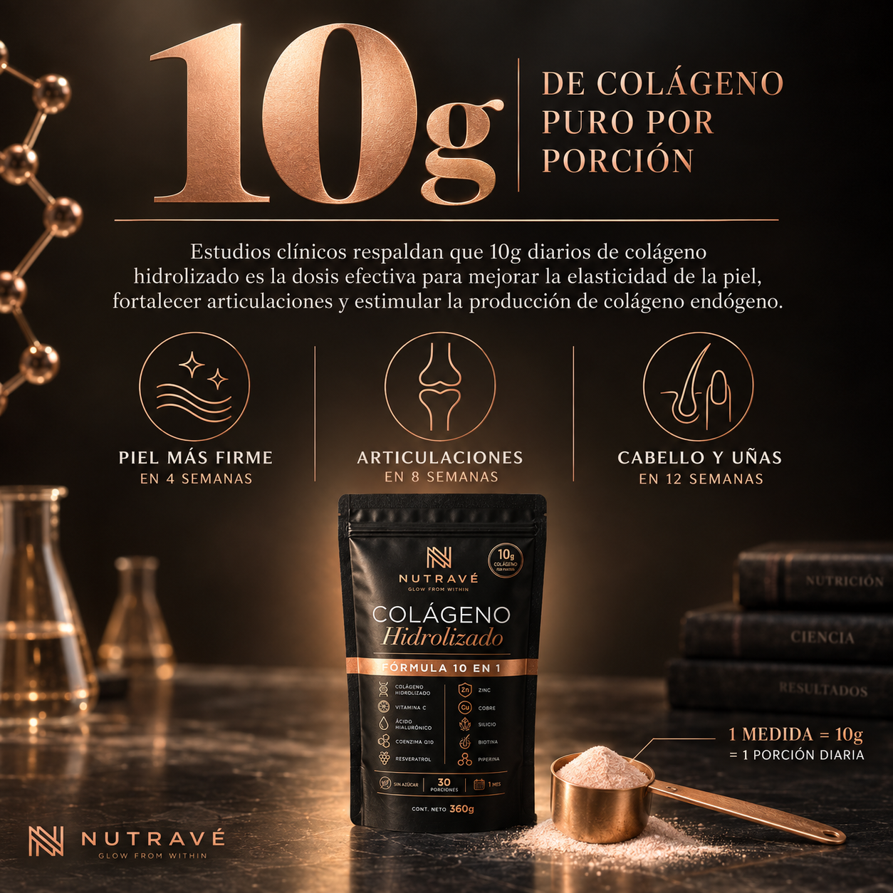NUTRAVÉ – Colágeno Hidrolizado 360gr · 10 en 1